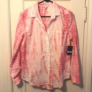 NWT Lucky Brand Pink Tie-Dye Button Down Cotton